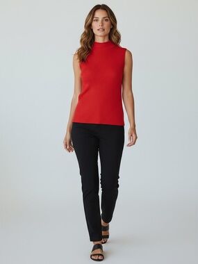 Nine West Red Ribbed Mock Neck Sleeveless Top  ~    size XS   NWOT